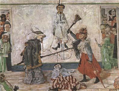 James Ensor Skeletons Fighting for the Body of a Hanged Man (mk09) china oil painting image